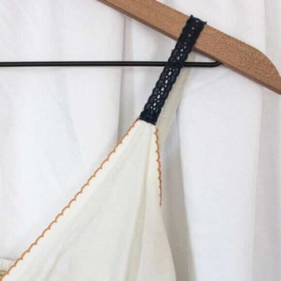 Forever 21 Y2K 90s White Black Tan Cami Babydoll Cotton V-Neck Top Small - Picture 4 of 10